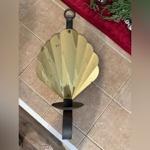 Vintage MCM Scalloped Brass Wall Sconce